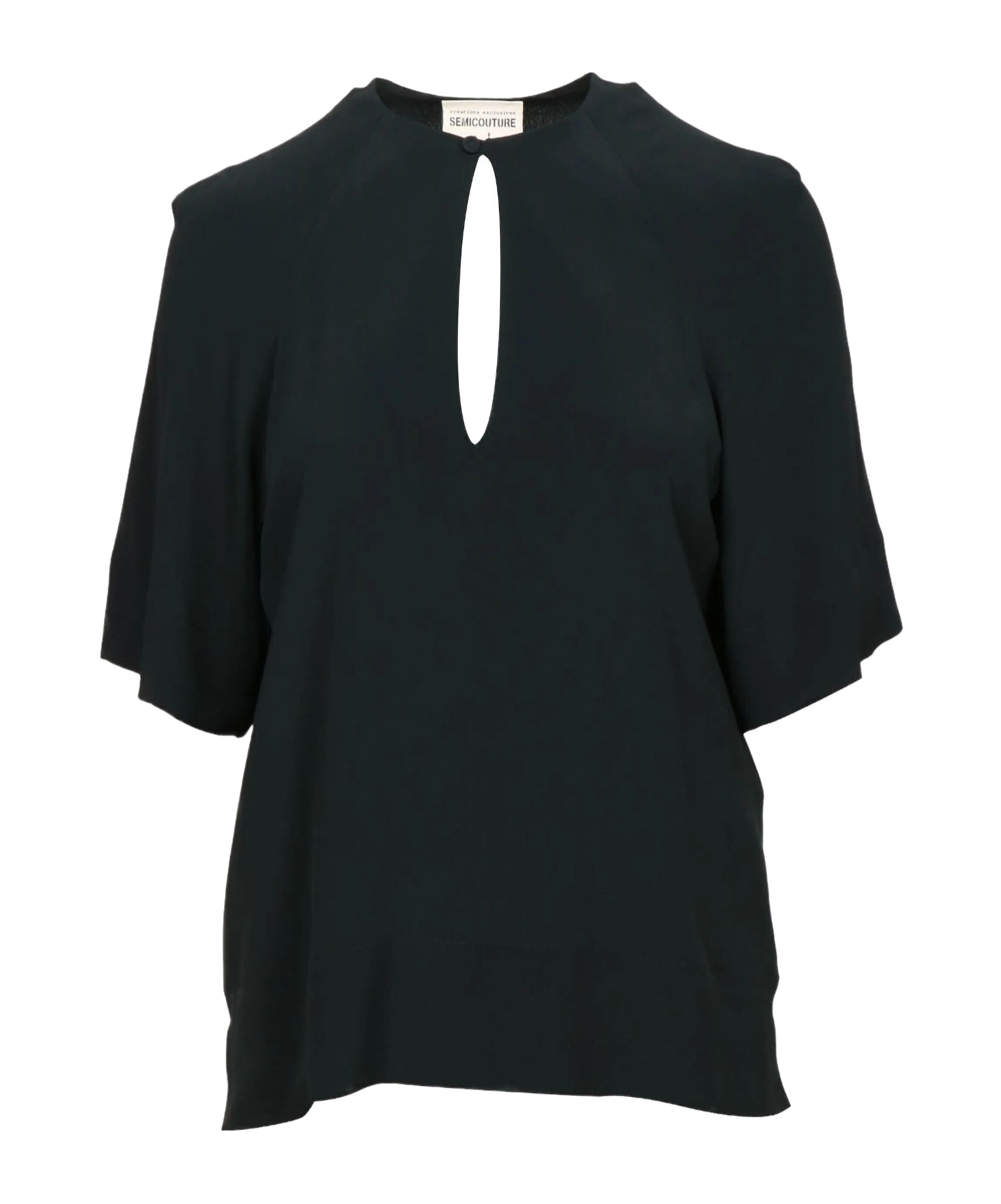 Semicouture Keyhole-neckline Top In Black