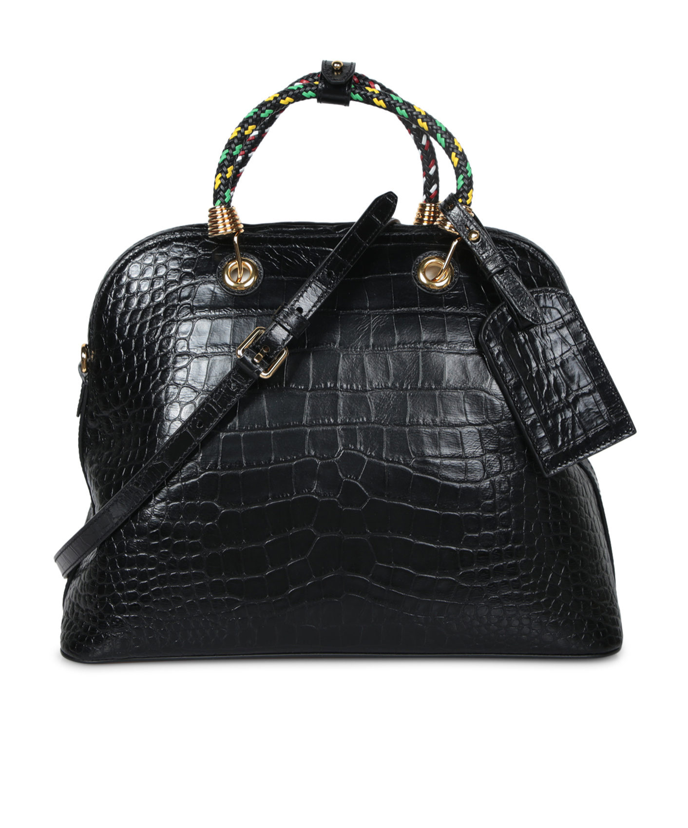 Moschino Crocodile-effect Tote Bag In Black