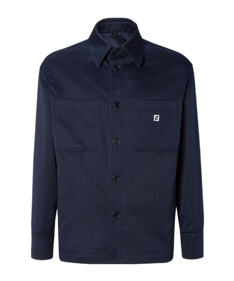 Fendi Blue Gabardine Blouson In Blue