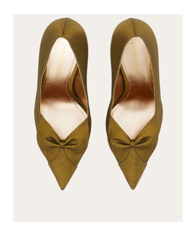 Ferragamo Bowknot Soft-soled High Heels In Green