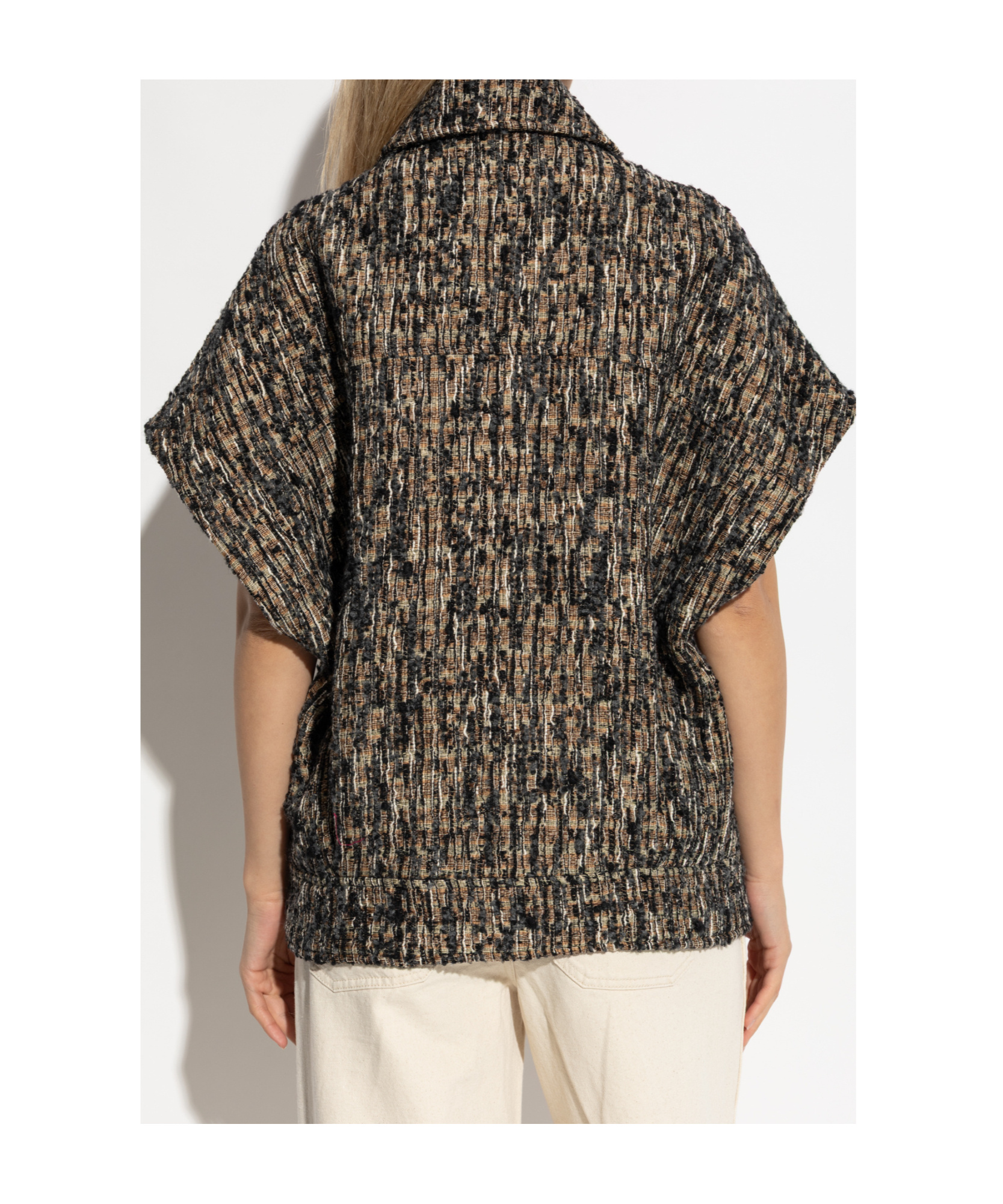 Iro Caliopa Tweed Short-sleeved Jacket In Brown