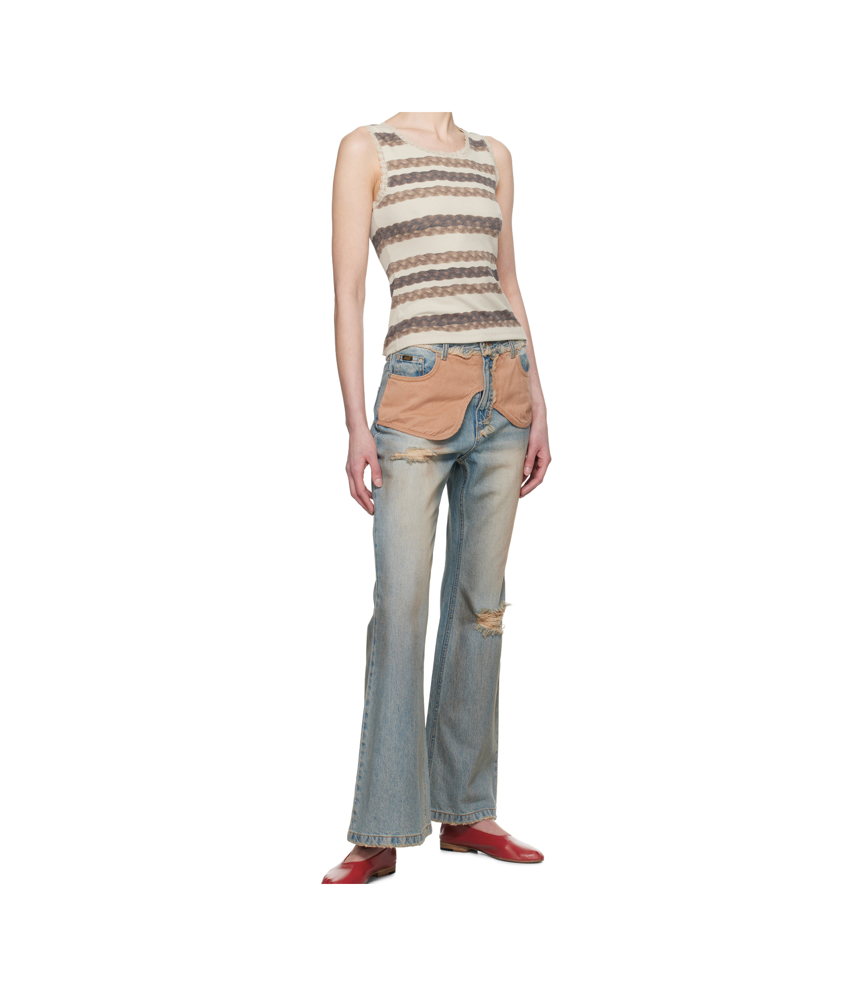 Andersson Bell Hair Braid-stripe Tank Top In Nude