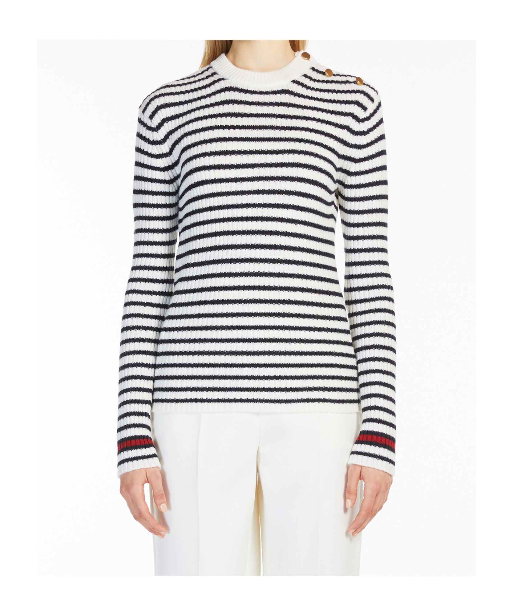 Max Mara Long-sleeved Wool Sweater In White