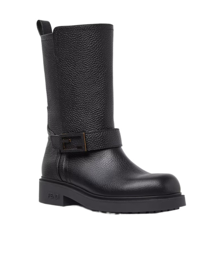 Fendi Black Leather Boots In Black
