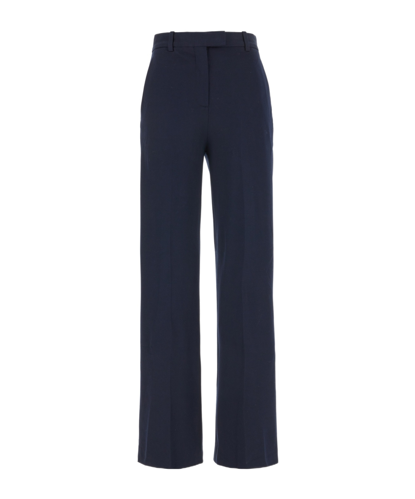 Circolo 1901 Stretch Cotton Wide-leg Pants With Ironed Pleat In Blue