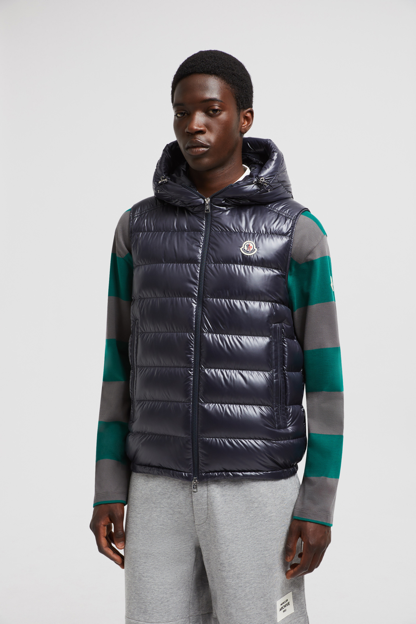 Moncler Clai Quilted Full Zip Hooded Down Vest In Blue