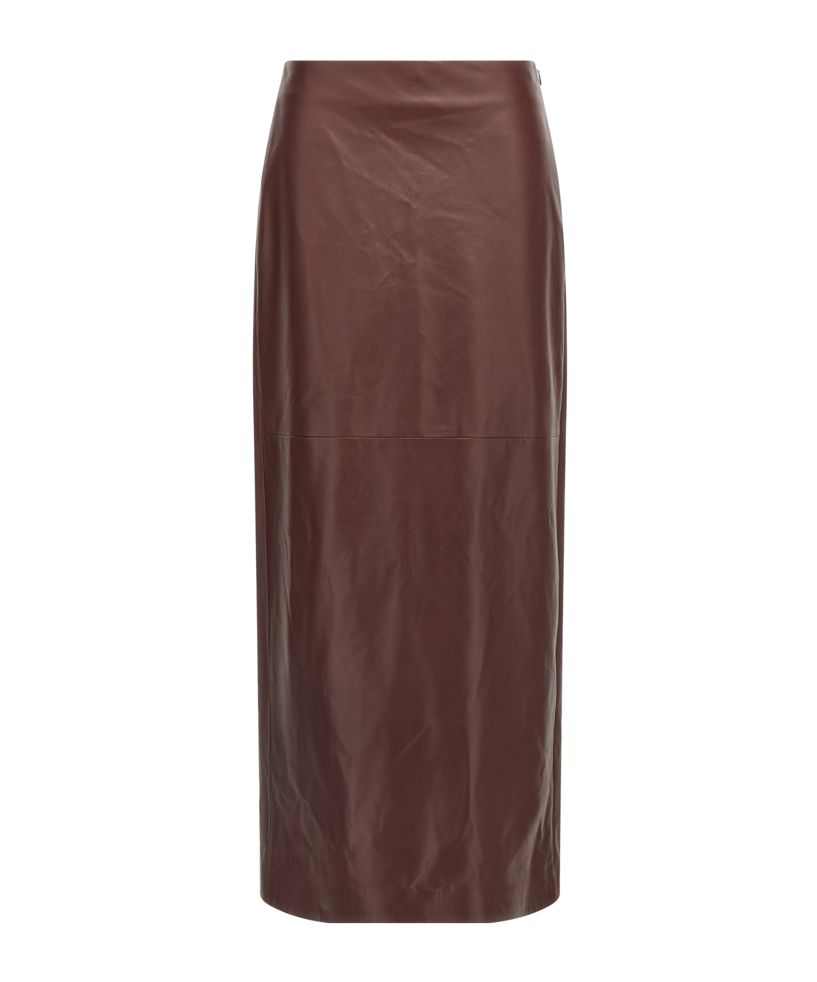 Brunello Cucinelli Column Back-split Leather Midi Skirt In Red