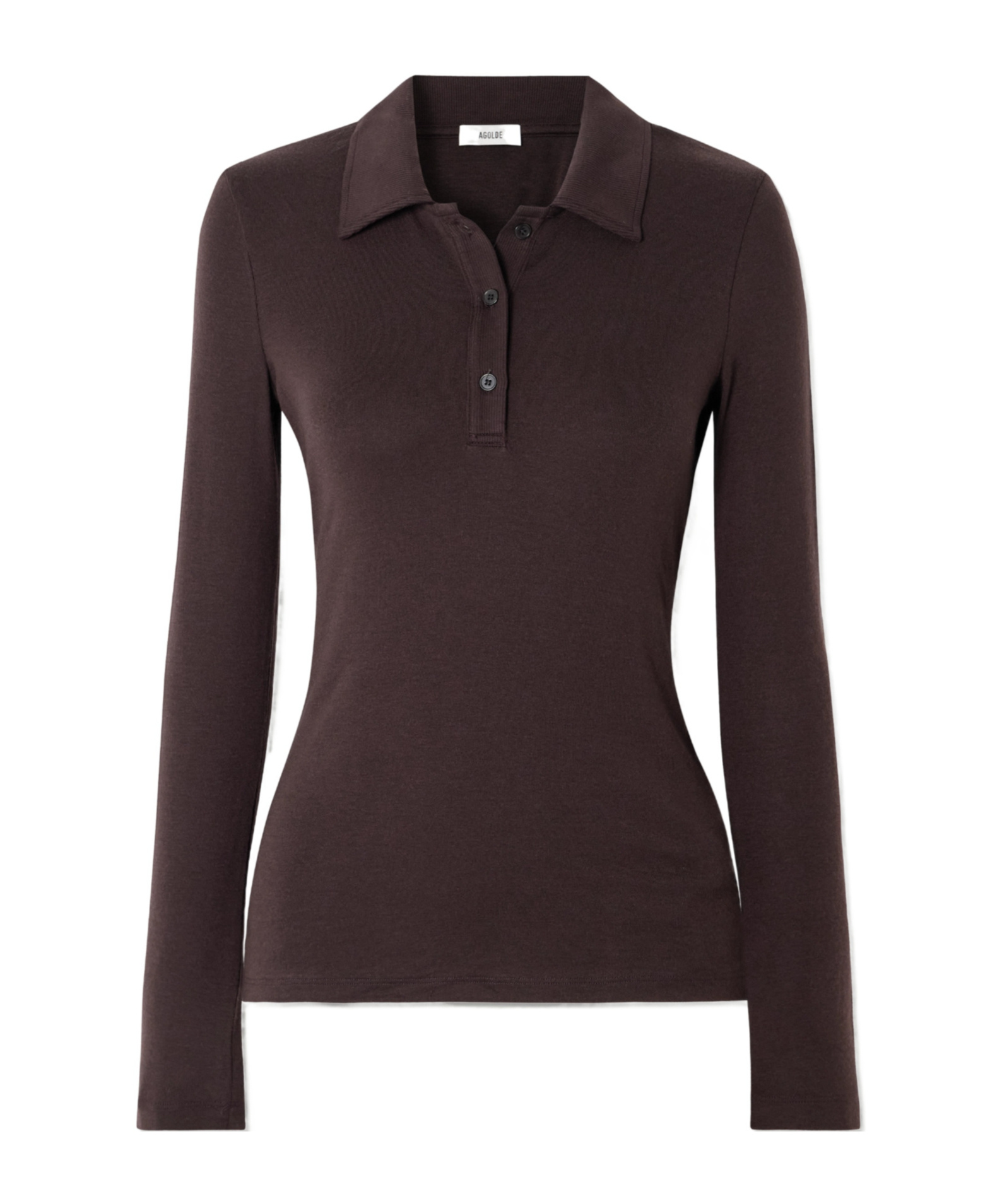 Agolde Long-sleeved Polo Shirt In Brown