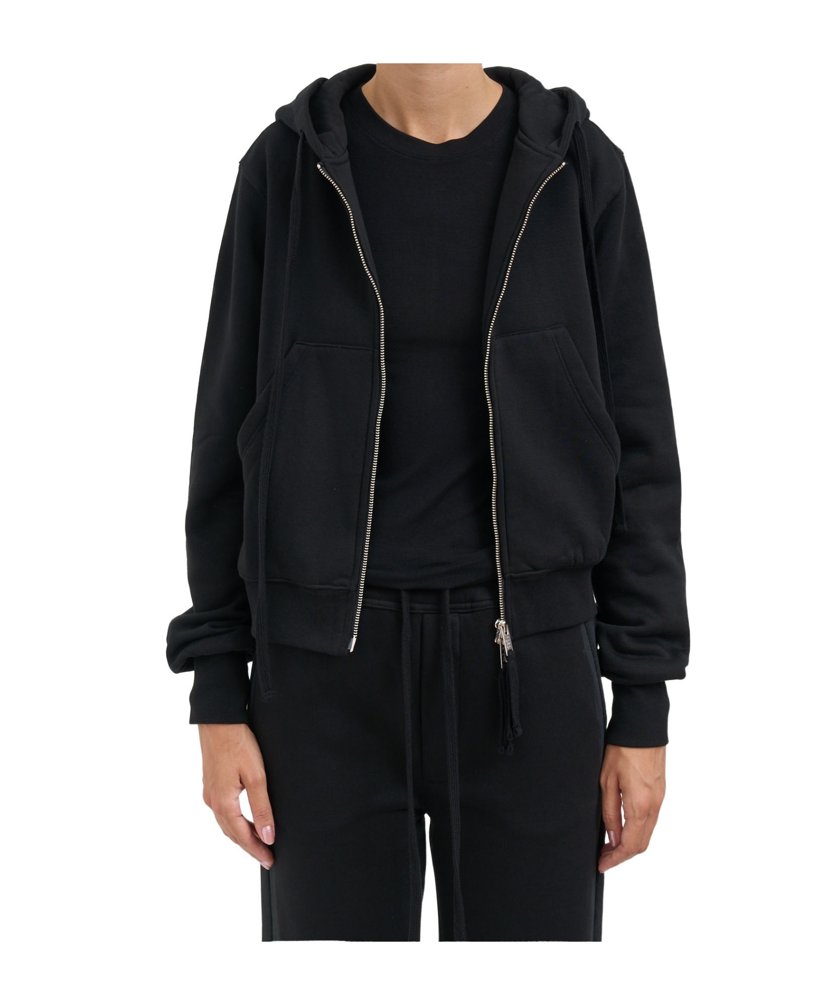 Thom Krom Felpa Con Zip E Cappuccio In Black