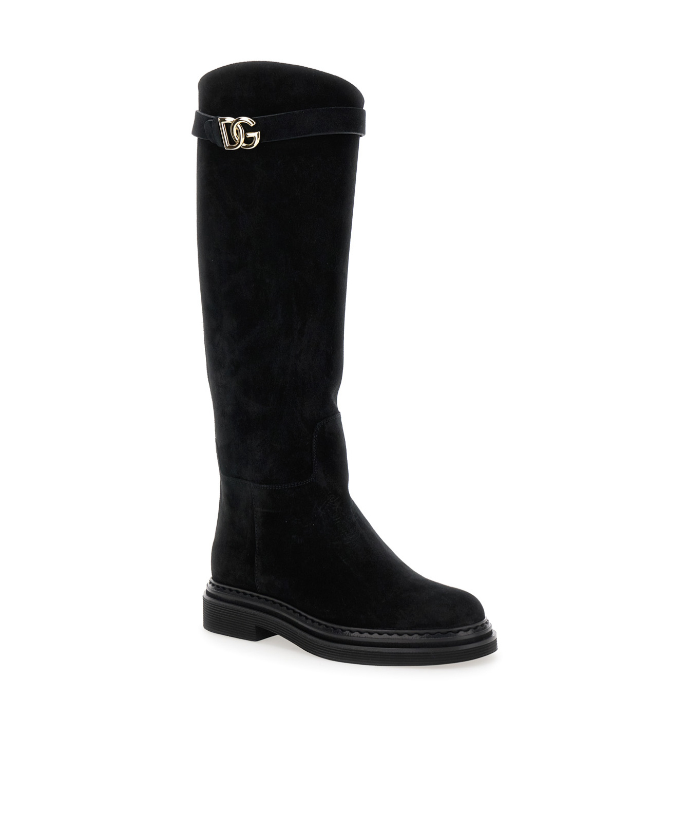 Dolce & Gabbana Dolce Gabbana Logo Plaque Round Toe Boots In Black