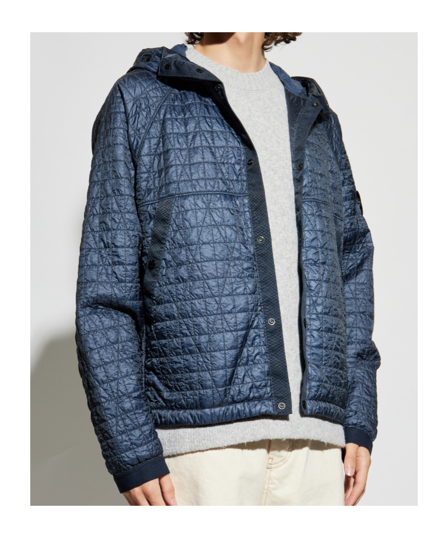 Stone Island 4100023 Quilted Logo-patch Jacket In Blue