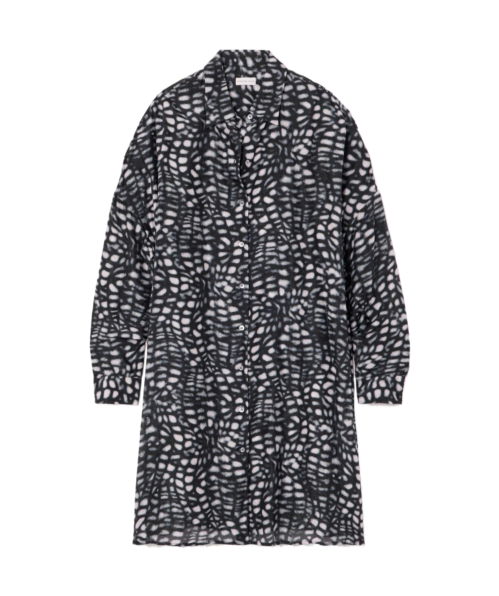 Dries Van Noten Lapel Long Sleeve Dress In Black