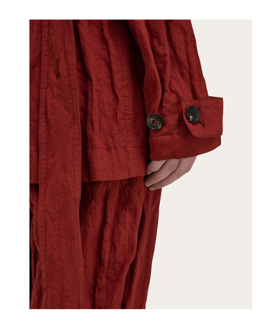 Ferragamo Sahara Jacket With Martingale Belt In Red