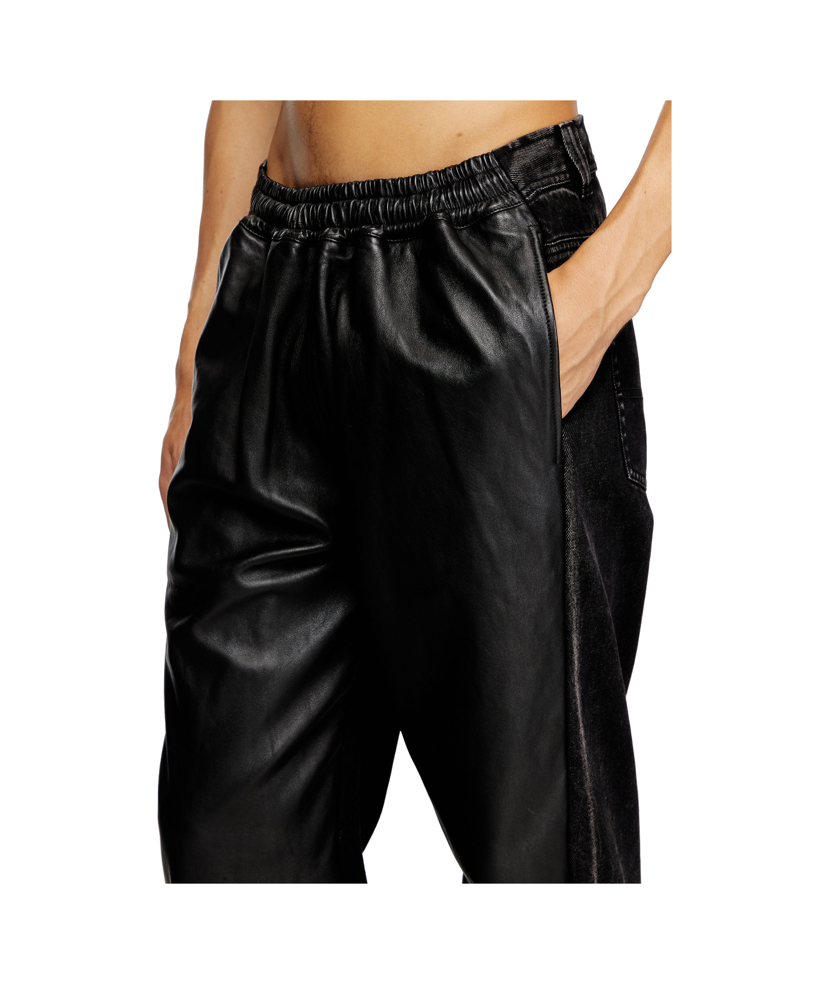Diesel Elastic Waist Casual Pants In Black