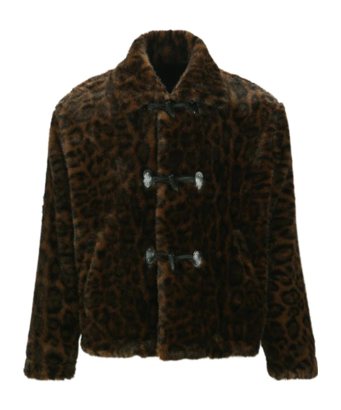 Andersson Bell Leopard Print Faux Fur Button Jacket In Animal Print