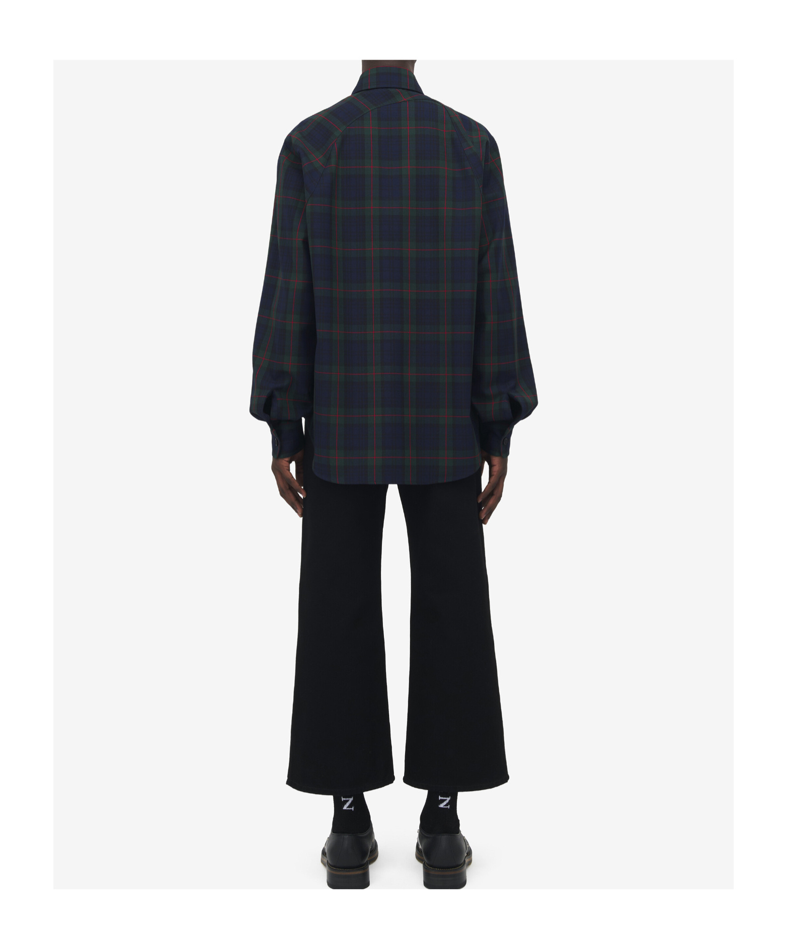Alexander Mcqueen Men's Tartan T-bar Harness Overshirt In Black/navy/green In Blue