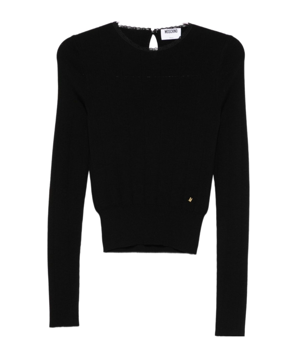 Moschino Long Sleeve Knitwear Keyhole Back In Black