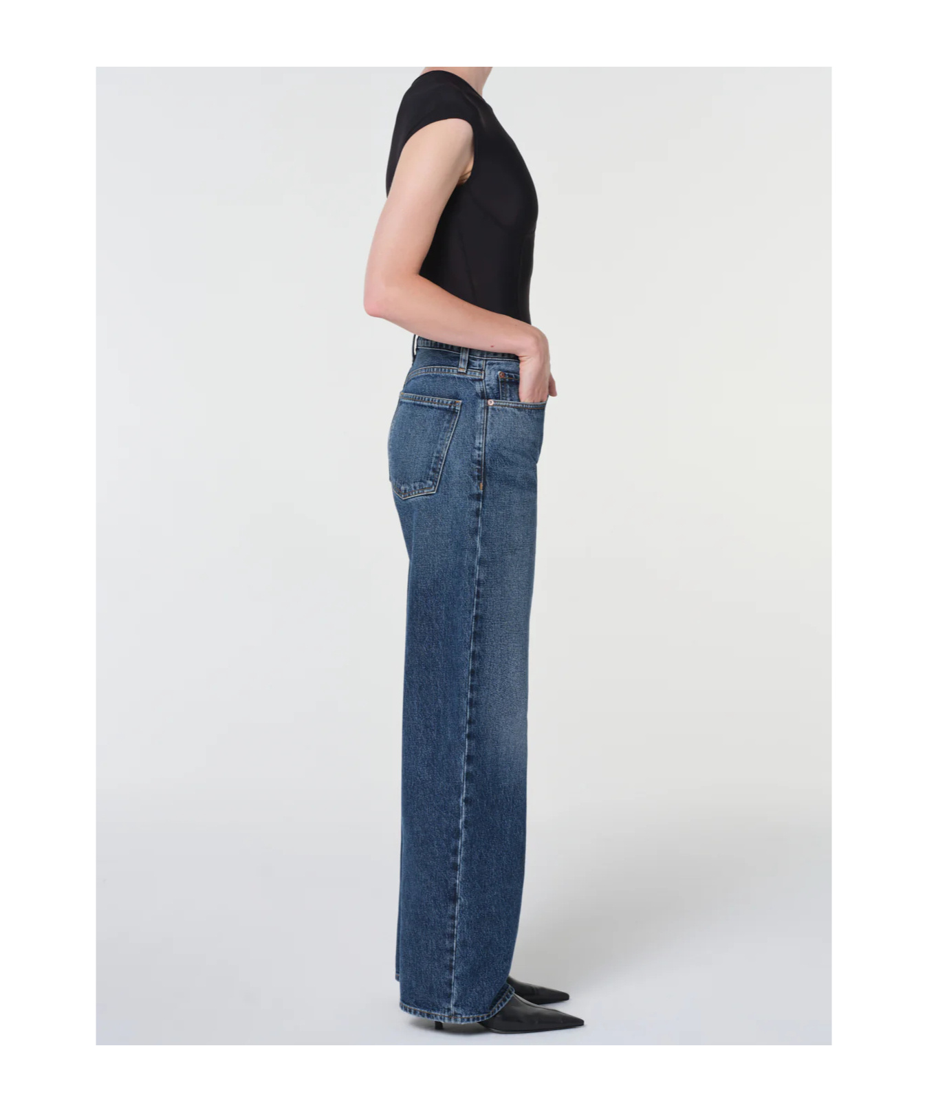 Agolde Denim Trousers With Belt Loops In Blue