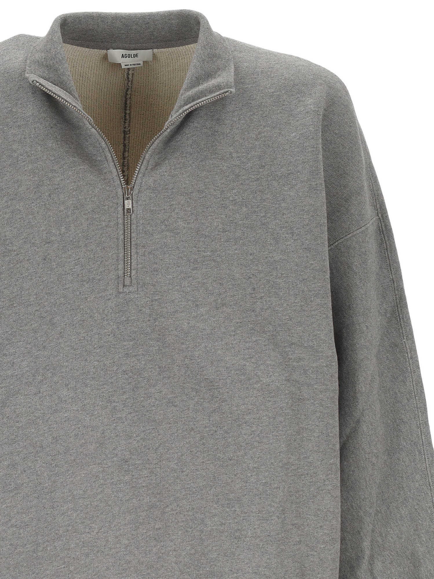 Agolde Idris Cotton-jersey Half-zip Sweatshirt In Gray