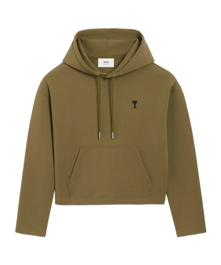 Ami Alexandre Mattiussi Ami Paris Ami De Coeur Logo Embroidered Hoodie In Green