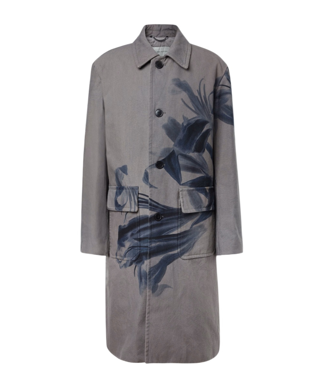 Dries Van Noten Randale Floral Cotton Trench Coat In Blue