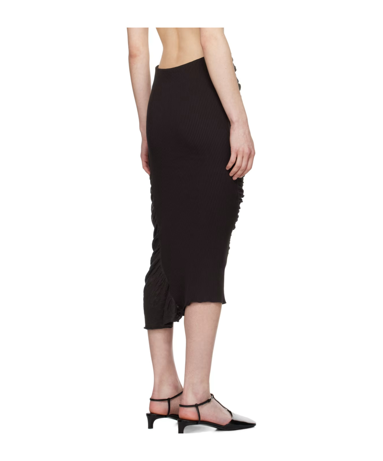Issey Miyake Ribbed-knit Midi Skirt In Black