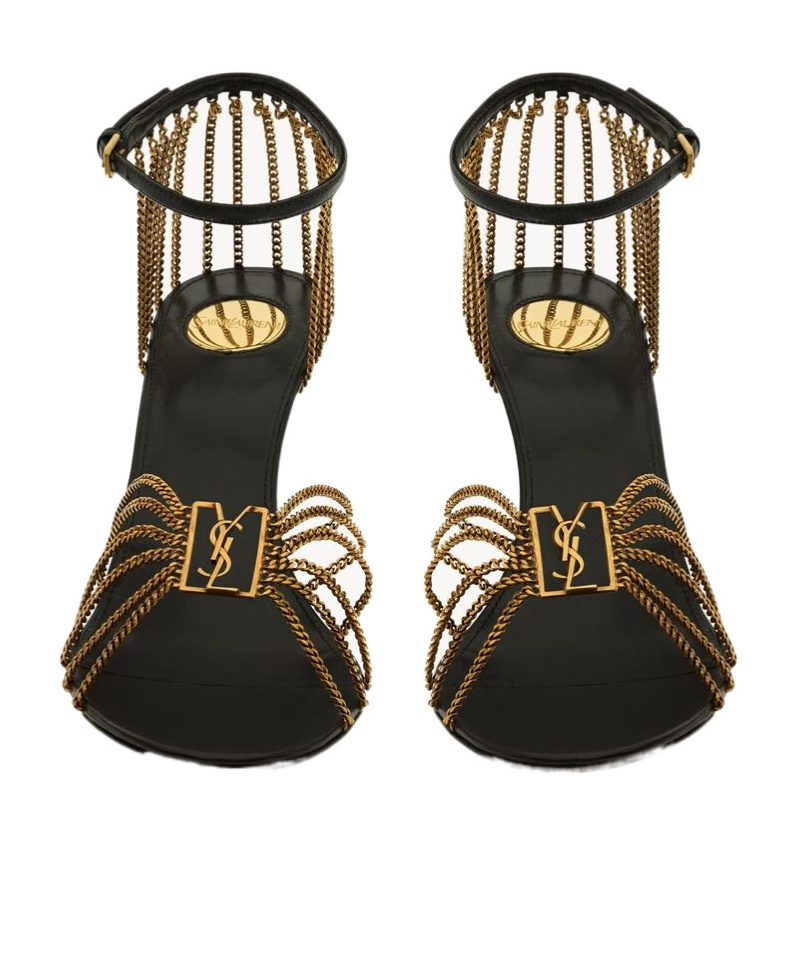 Saint Laurent Sandali Babylone In Metallo Oro Donna In Black