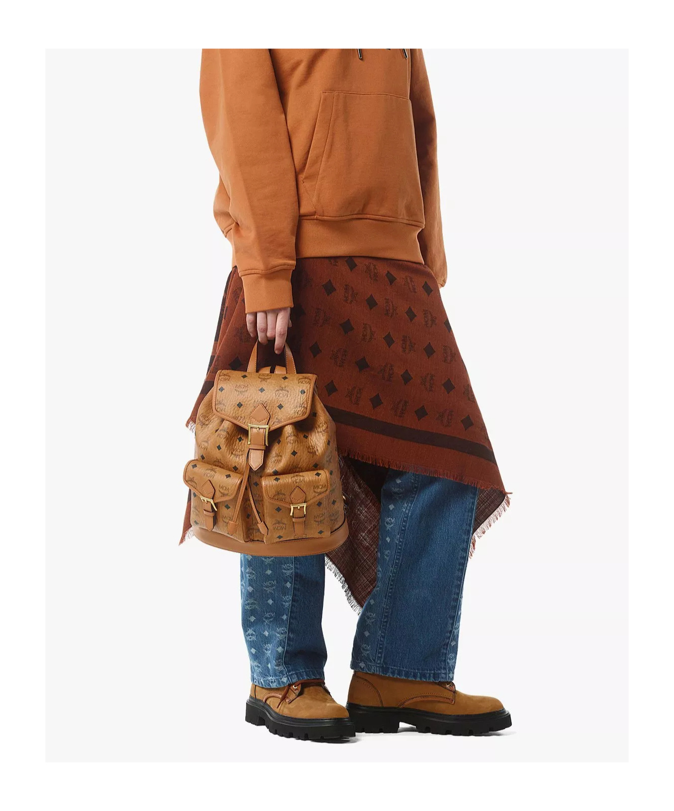 Mcm Aren Drawstring Backpack In Visetos