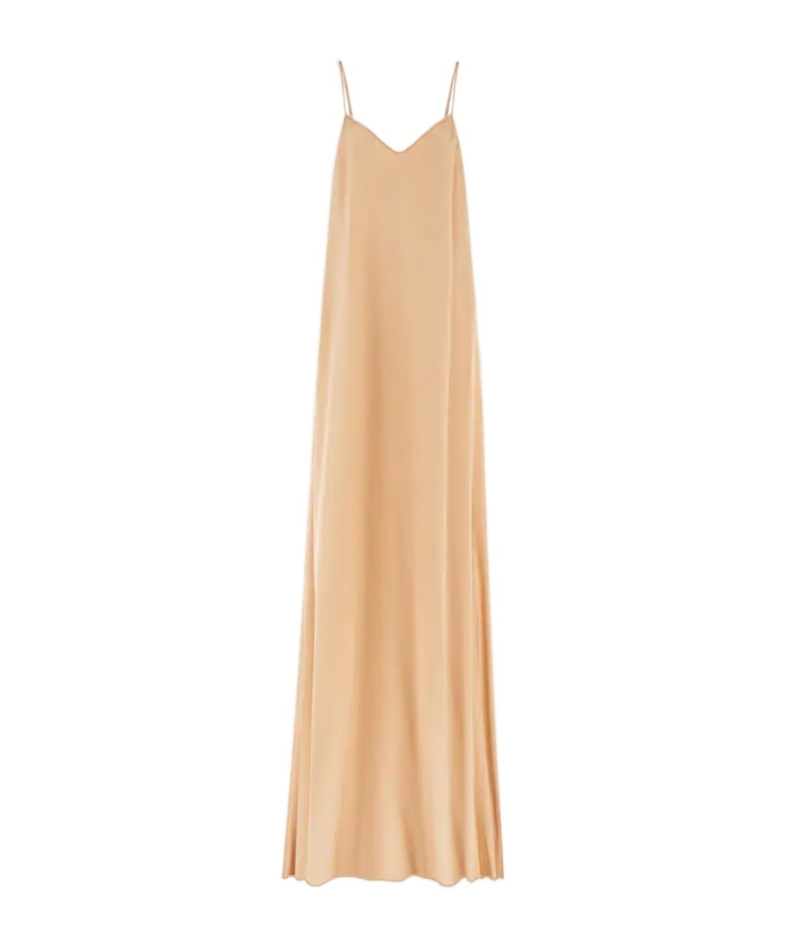 Ferragamo V-neck Maxi Dress In Brown