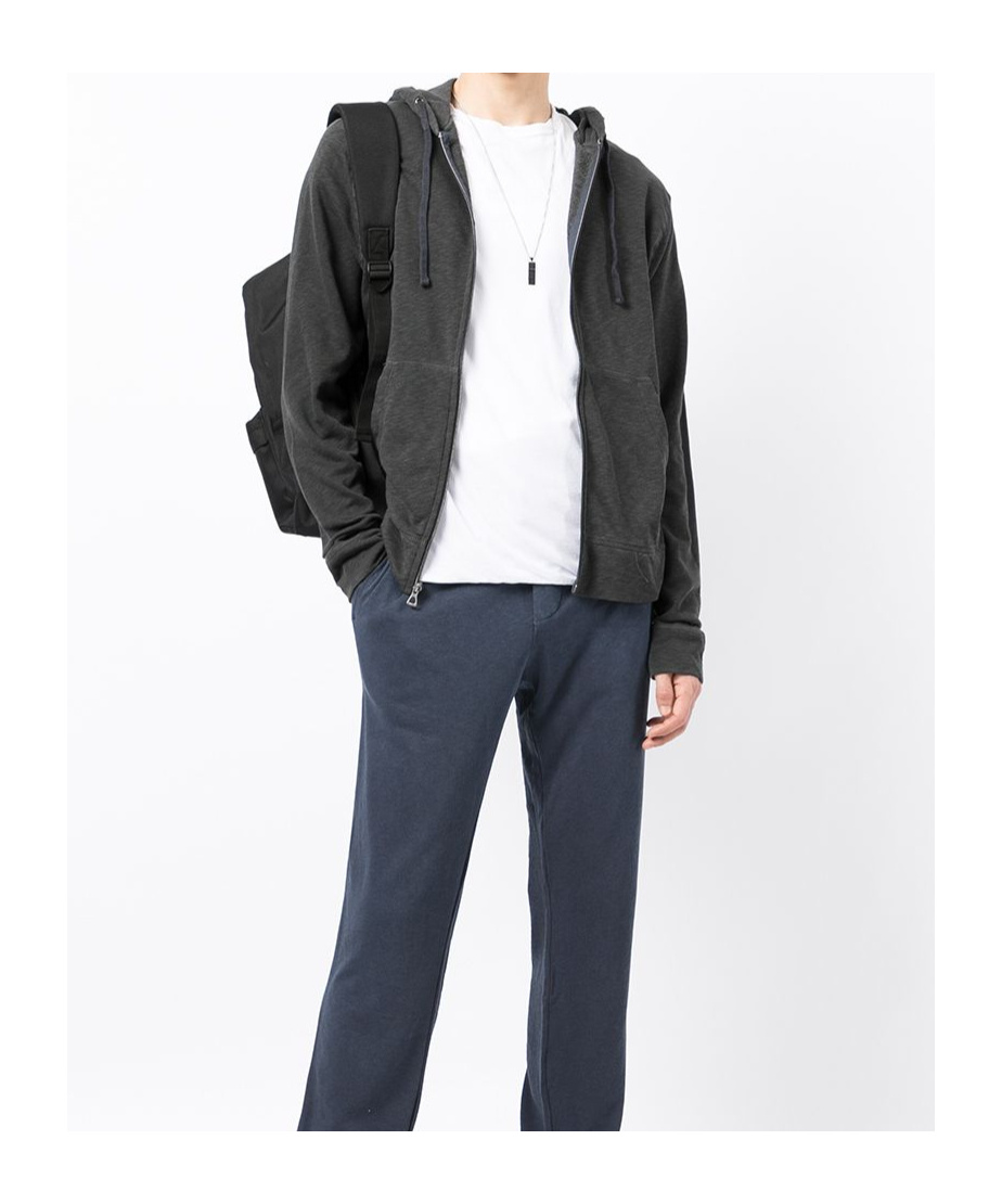 James Perse Fitted Zip-up Hoodie In Carbone