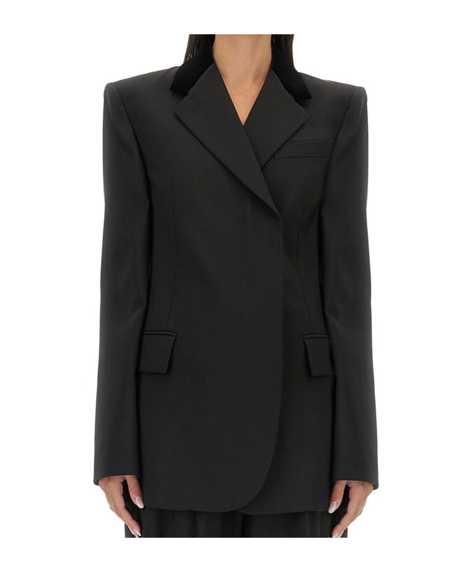 Sportmax Structured Jacket With Flap Pockets And Notched Lapel In Black