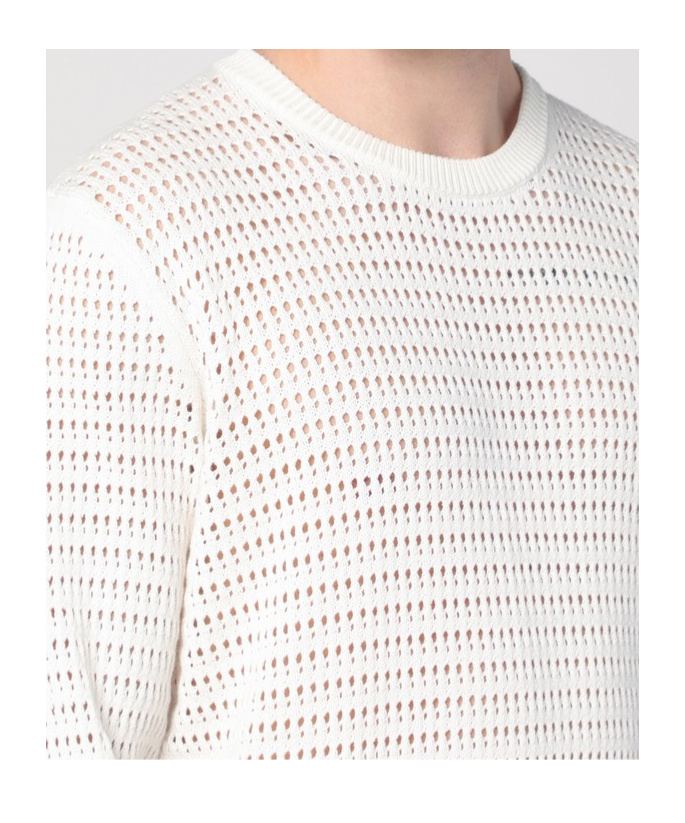 Roberto Collina Perforated Milk-coloured Sweater In Cotton In White