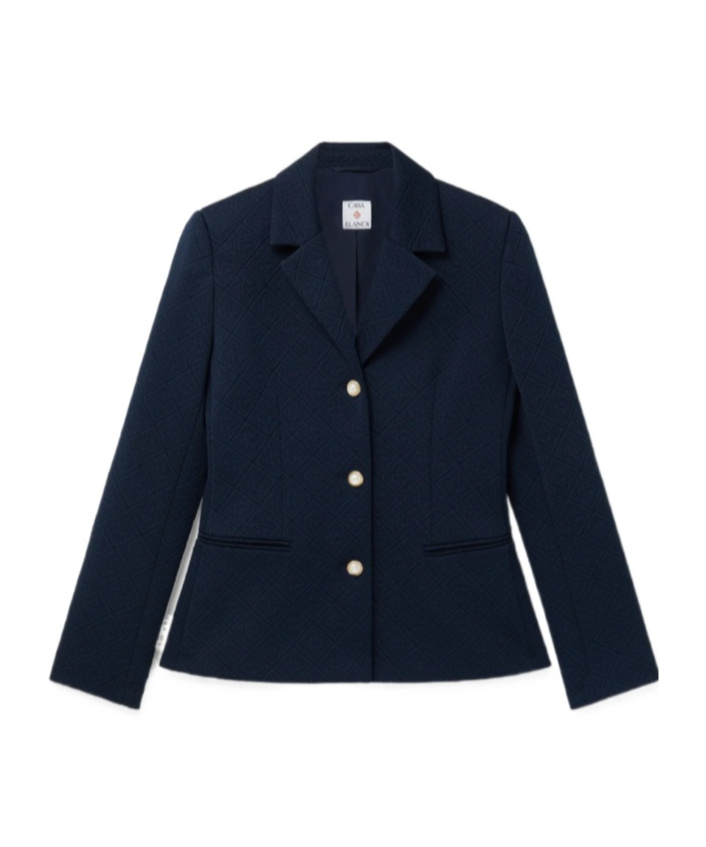 Casablanca Monogram-jacquard Single-breasted Jacket In Blue