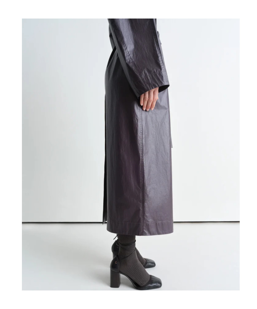 Lemaire Light Belted Coat In Gray-black
