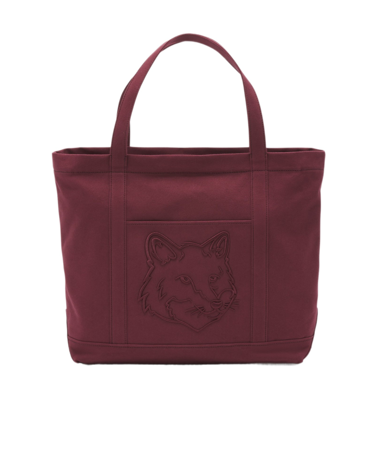 MAISON KITSUNÉ MAISON KITSUNÉ FOX HEAD EMBROIDERED LARGE TOTE BAG