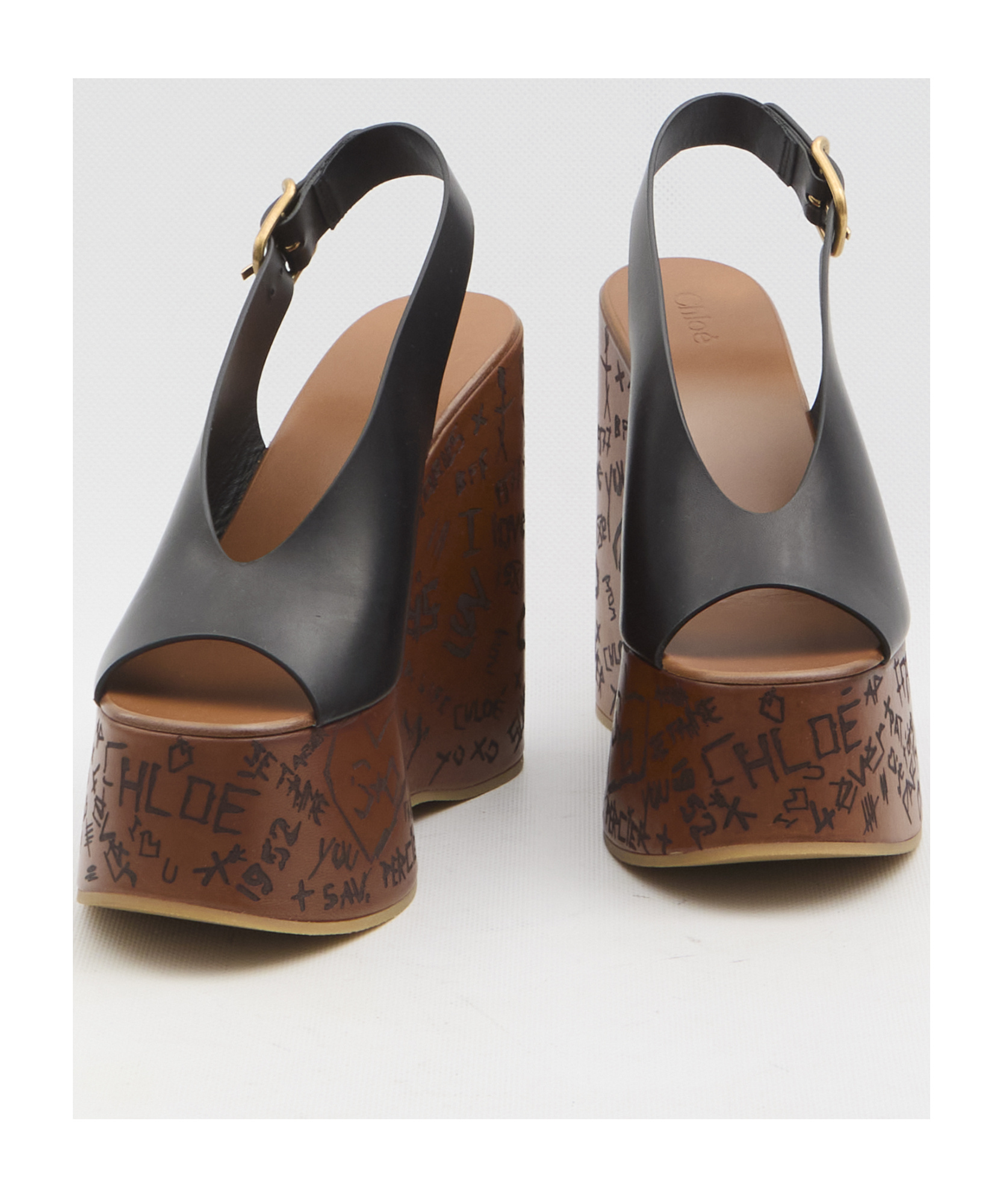 Chloé Maxime Wedge Sandals In Black