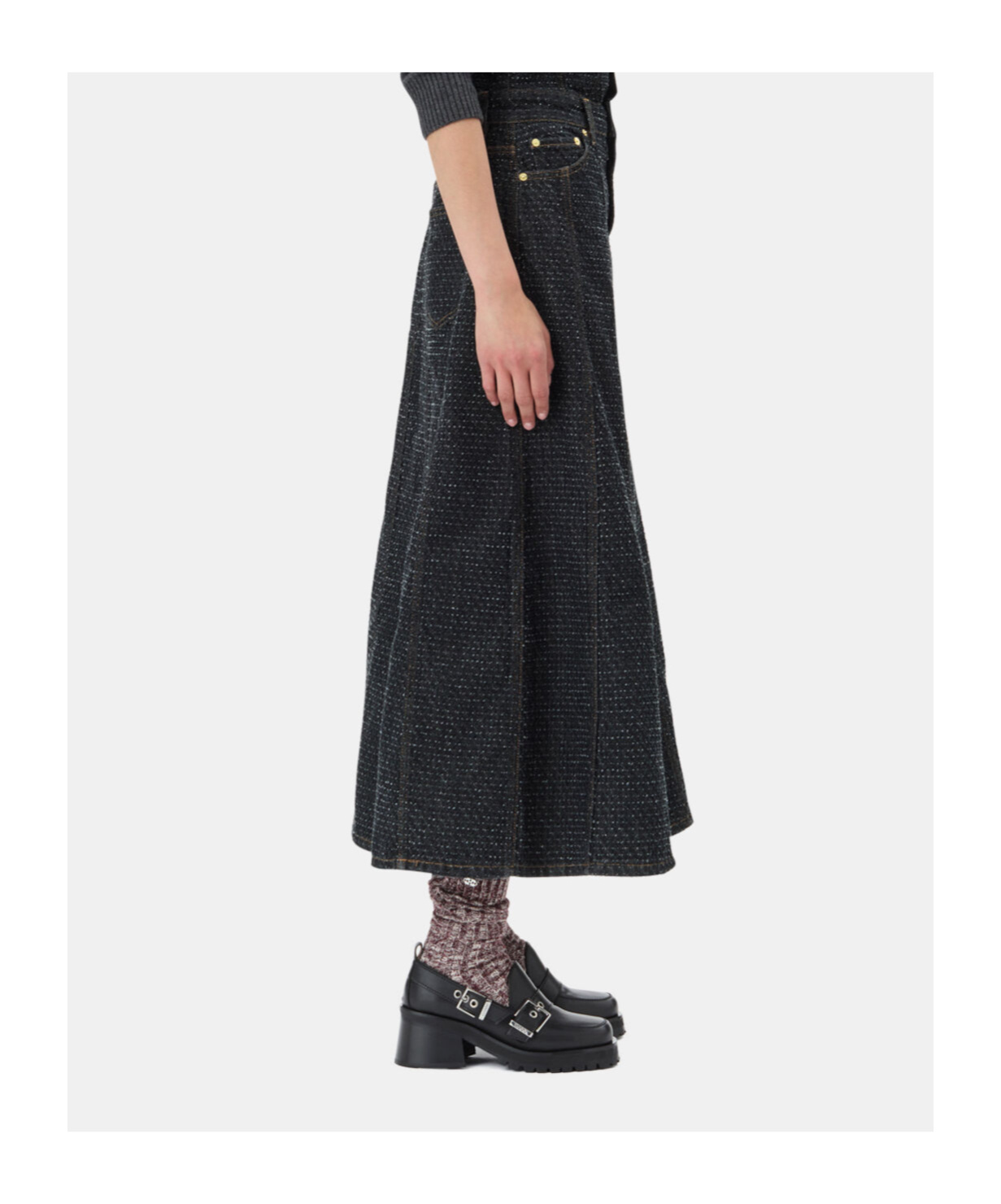 Ganni Loafers Featuring Chunky Heel And Buckle In Black