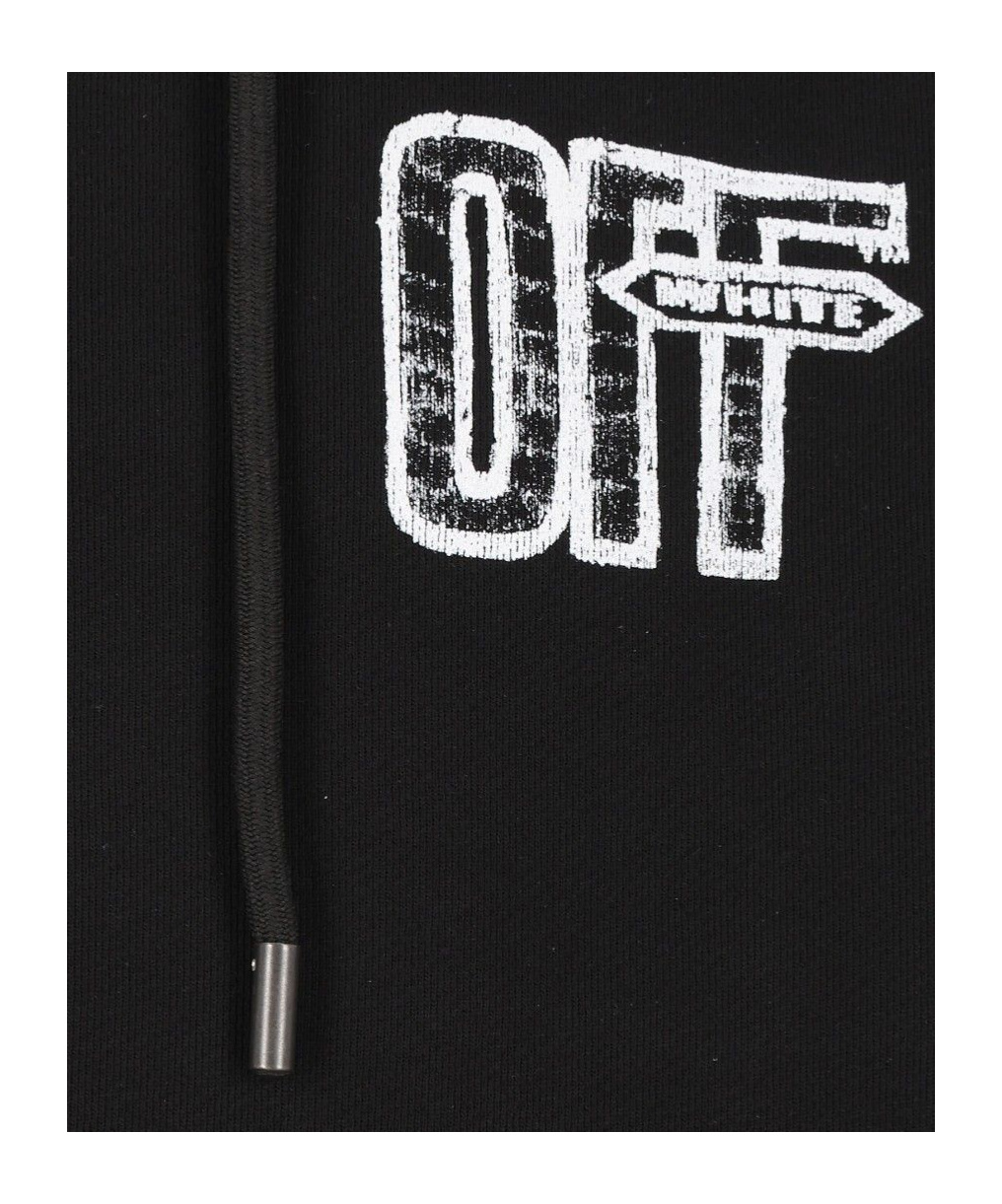 Off-white Motion Arrow Skate Black Cotton Hoodie With Distinctive Graphic Prints In Black