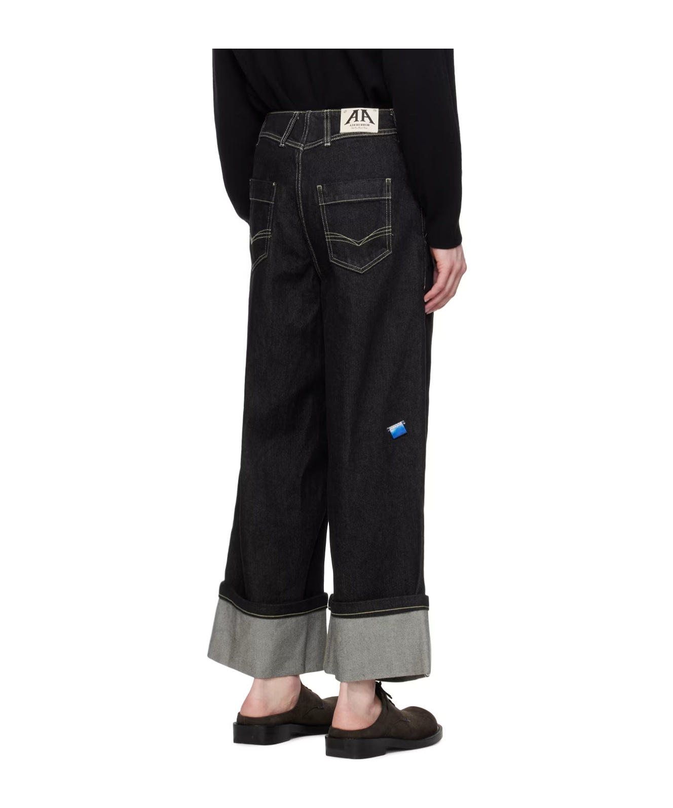 Ader Error Logo Belt Ring Jeans Pants In Black