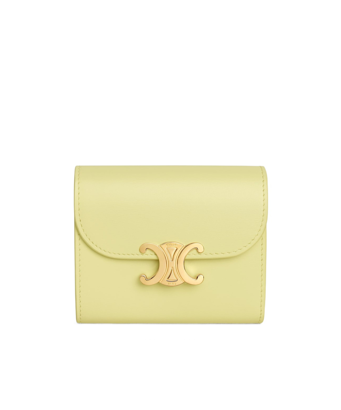 Celine Small Flap Wallet Triomphe In Shiny Calfskin In Orange