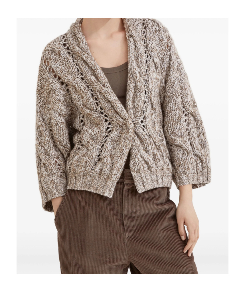 Brunello Cucinelli Long-sleeved Cardigan In Brown
