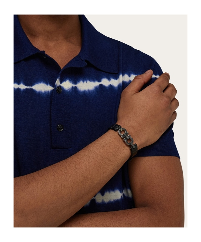 Ferragamo Double Gancini Bracelet In Black