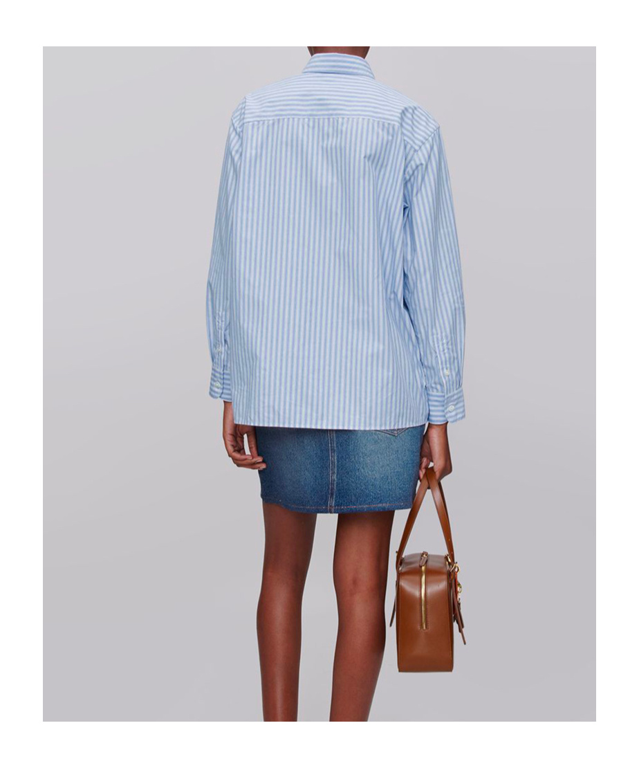 Apc Striped Sela Shirt With Chest Pocket In Black