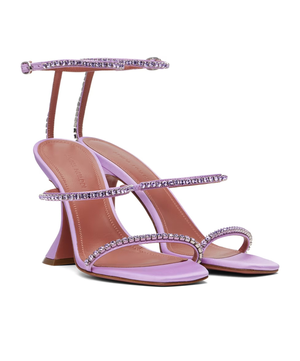 Amina Muaddi Purple Silk High Heel Pumps main image 1