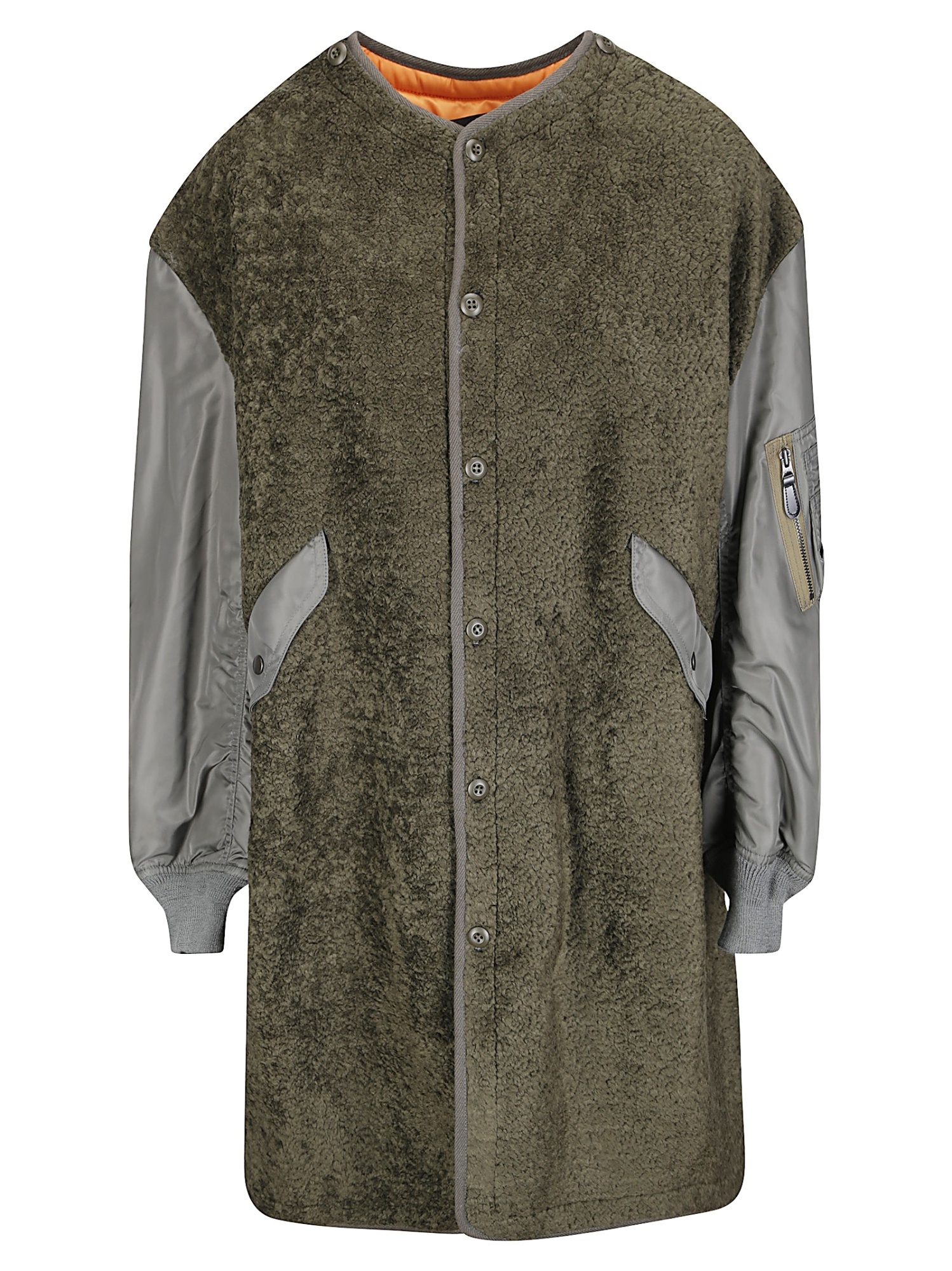 Junya Watanabe Two Tone Midi Bomber Coat In Multi