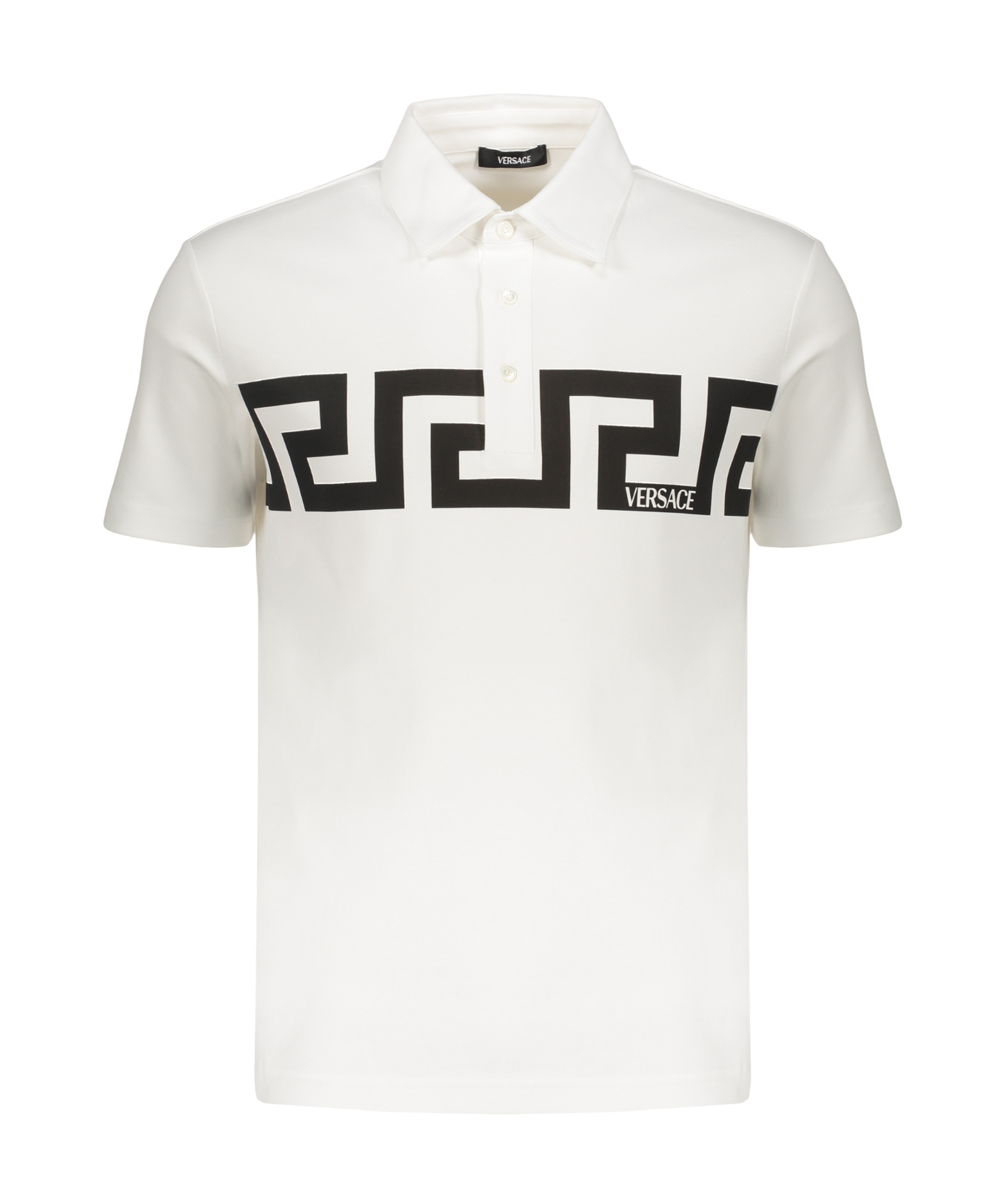 Versace Short Sleeve Cotton Polo Shirt In White