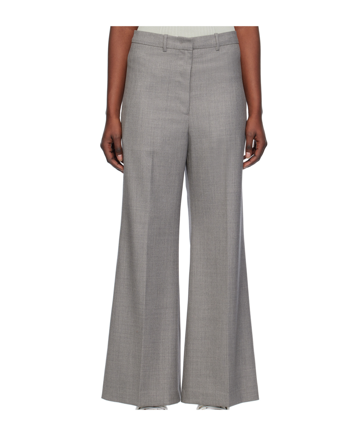 Shop Low Classic Wide-leg Pressed And Sewn Casual Pants In Gray