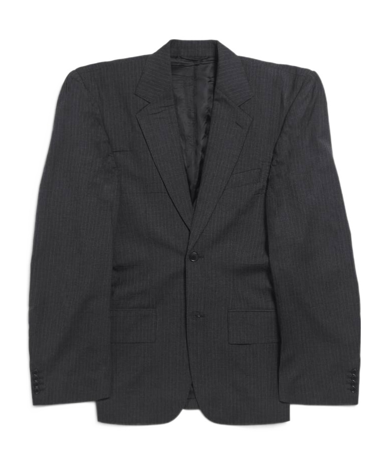 Balenciaga Striped Buttoned Blazer In Black