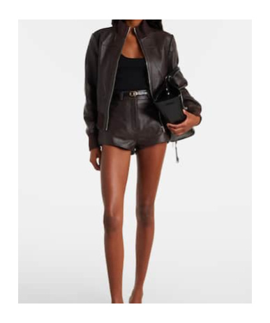 The Frankie Shop Tobias Leather Bomber Jacket In Brown