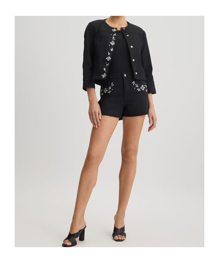 Liu •jo Embellished Rhinestone Shorts In Black